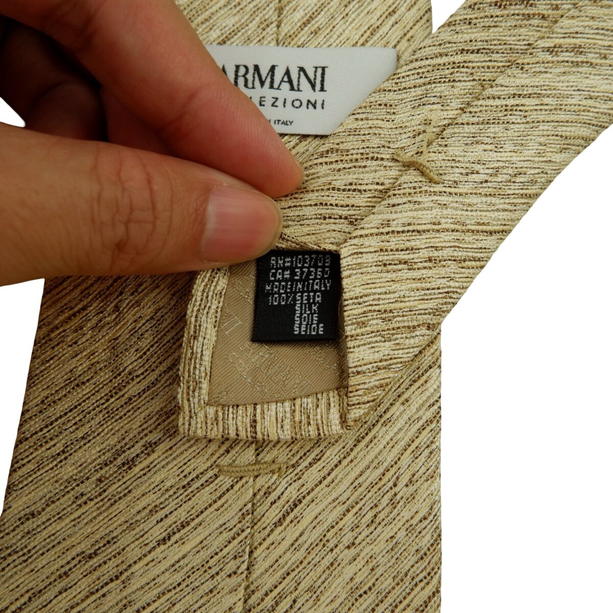 a16183 10 Armani Collezioni Tie Silk Beige Stripe Italy (US Import Tax Included) มุมที่ 10