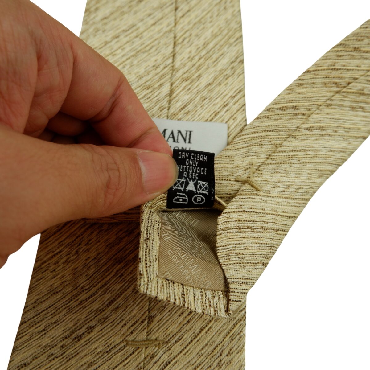 a16183 11 Armani Collezioni Tie Silk Beige Stripe Italy (US Import Tax Included) มุมที่ 11