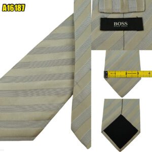 Hugo Boss Tie Silk Gray Stripe Italy (US Import Tax Included) มุมที่ 1