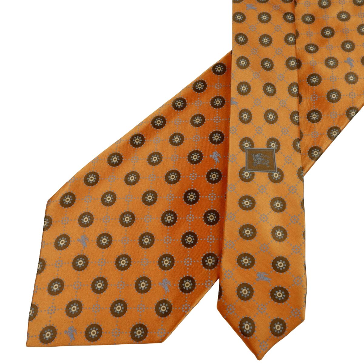 a16188 2 Burberry Tie Silk Orange Geometric Italy (US Import Tax Included) มุมที่ 2