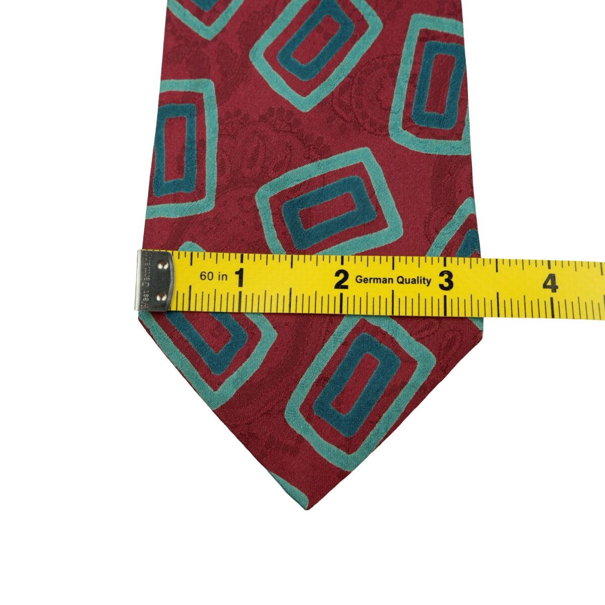 a16189 11 Hugo Boss Tie Silk Brown Green Geometric Italy (US Import Tax Included) มุมที่ 11