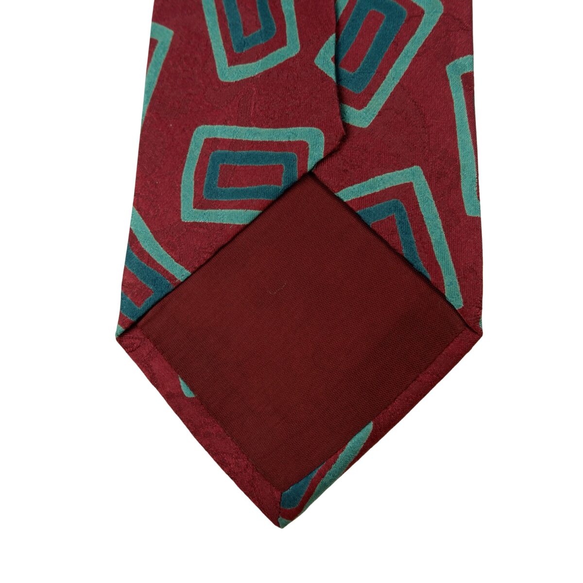 a16189 8 Hugo Boss Tie Silk Brown Green Geometric Italy (US Import Tax Included) มุมที่ 8
