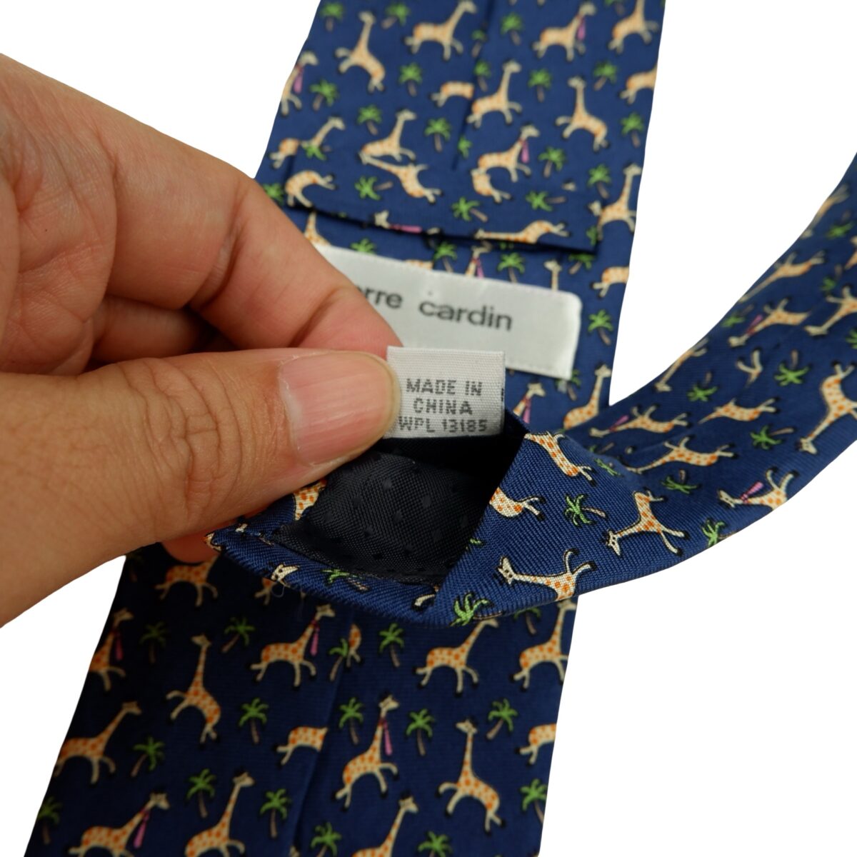 a16193 11 Pierre Cardin Tie Silk Blue Animal Pattern China (US Import Tax Included) มุมที่ 11