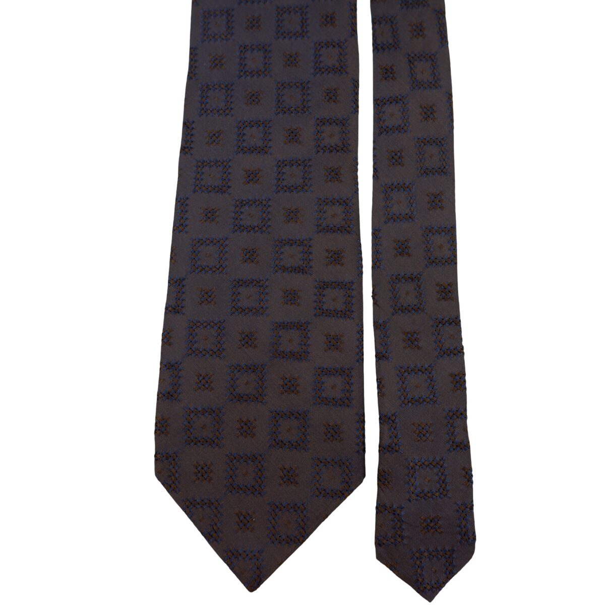 a16194 3 Kenzo Tie Silk Dark Brown Geometric Italy (US Import Tax Included) มุมที่ 3