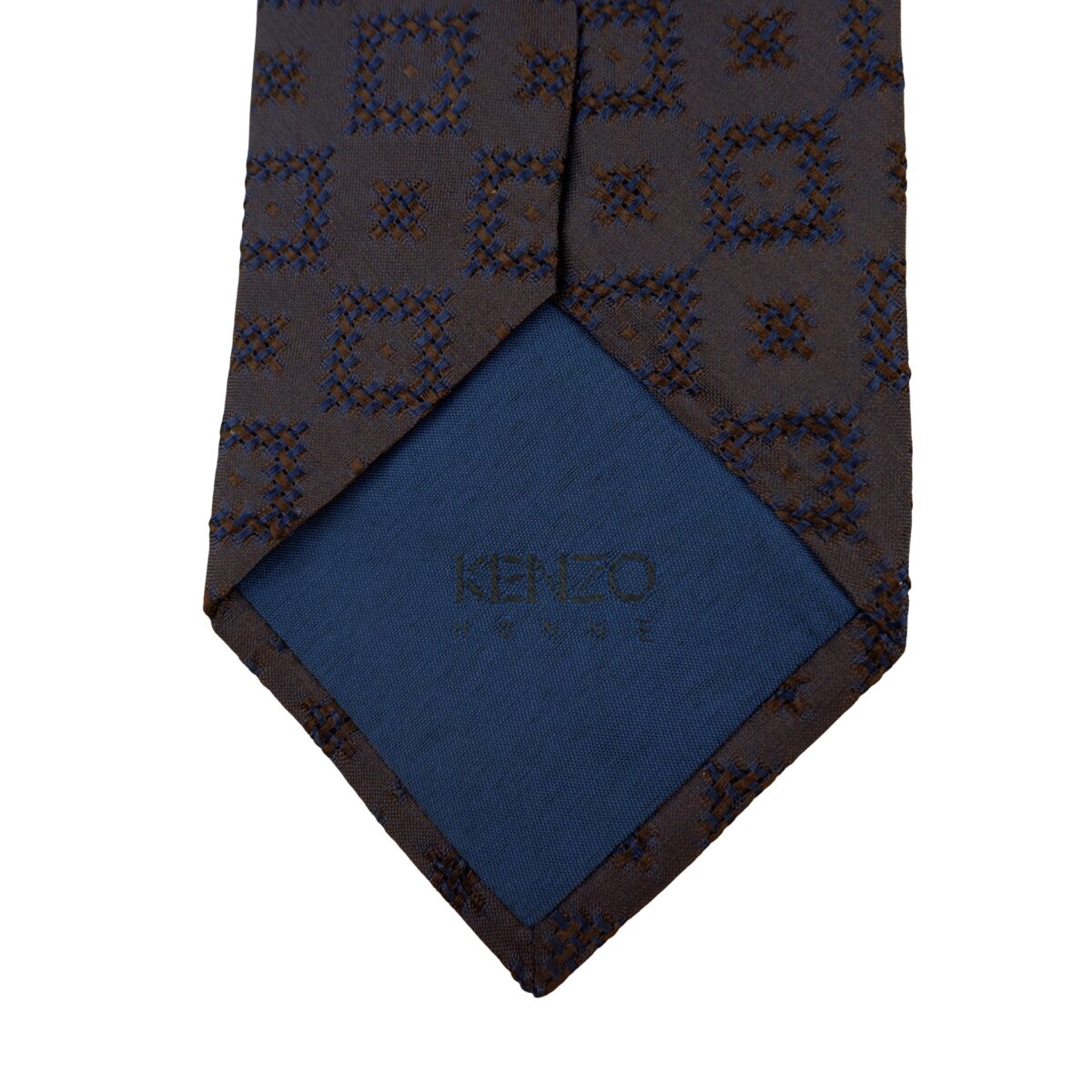 a16194 8 Kenzo Tie Silk Dark Brown Geometric Italy (US Import Tax Included) มุมที่ 8