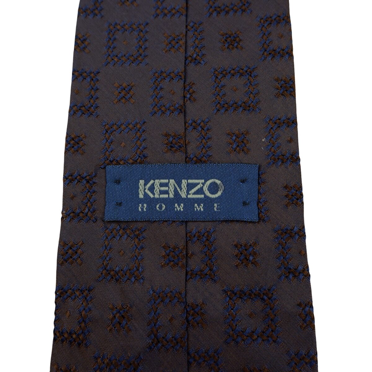a16194 9 Kenzo Tie Silk Dark Brown Geometric Italy (US Import Tax Included) มุมที่ 9