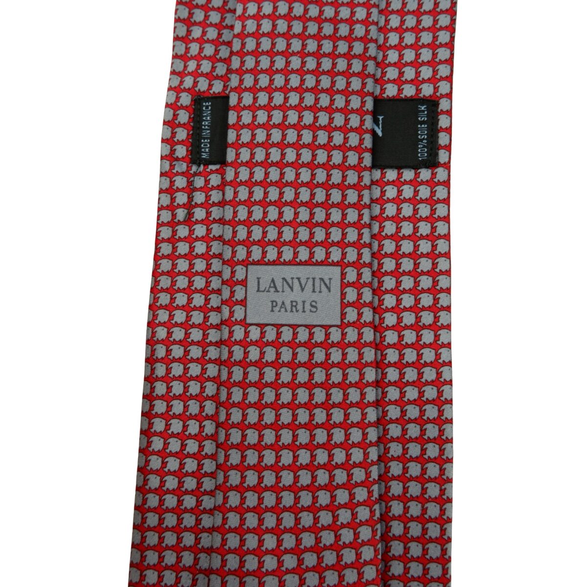 a16195 10 Lanvin Tie Silk Red Gray Animal Pattern France (US Import Tax Included) มุมที่ 10