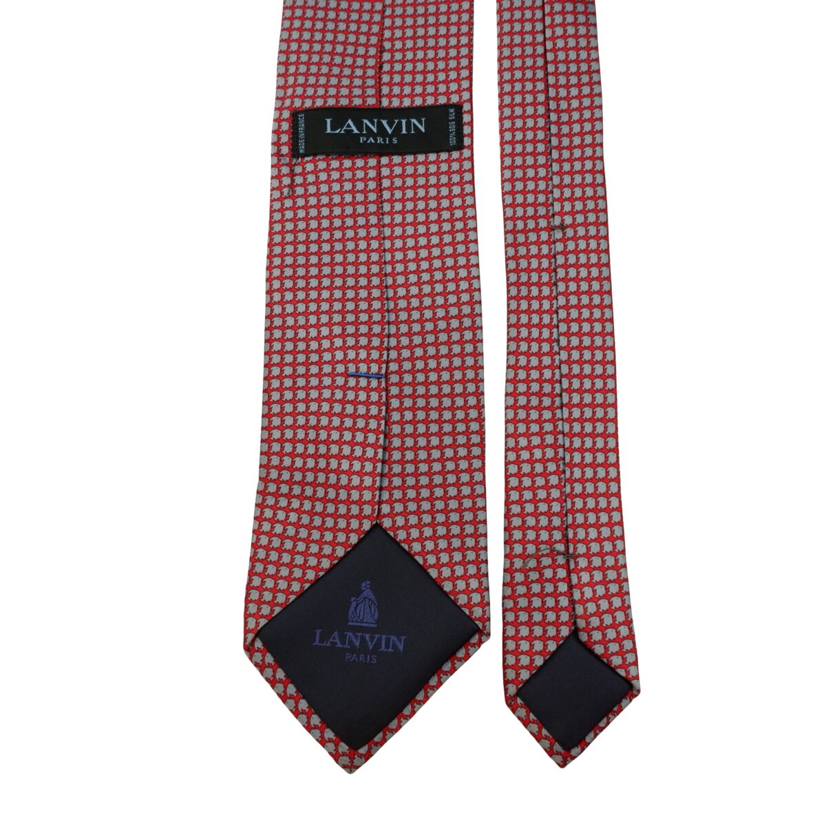 a16195 4 Lanvin Tie Silk Red Gray Animal Pattern France (US Import Tax Included) มุมที่ 4