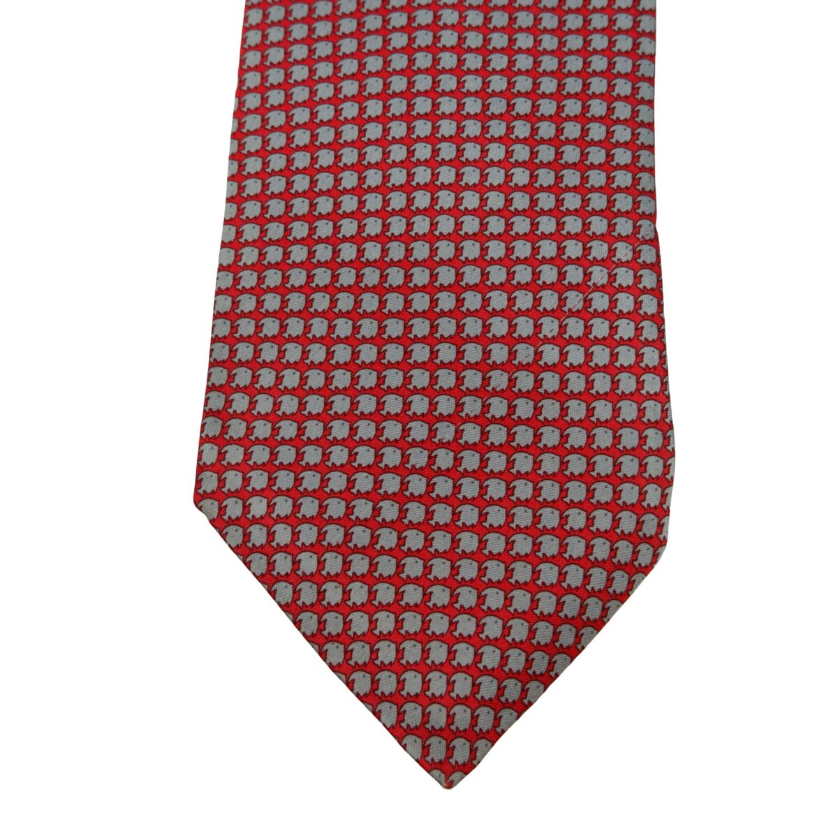 a16195 6 Lanvin Tie Silk Red Gray Animal Pattern France (US Import Tax Included) มุมที่ 6