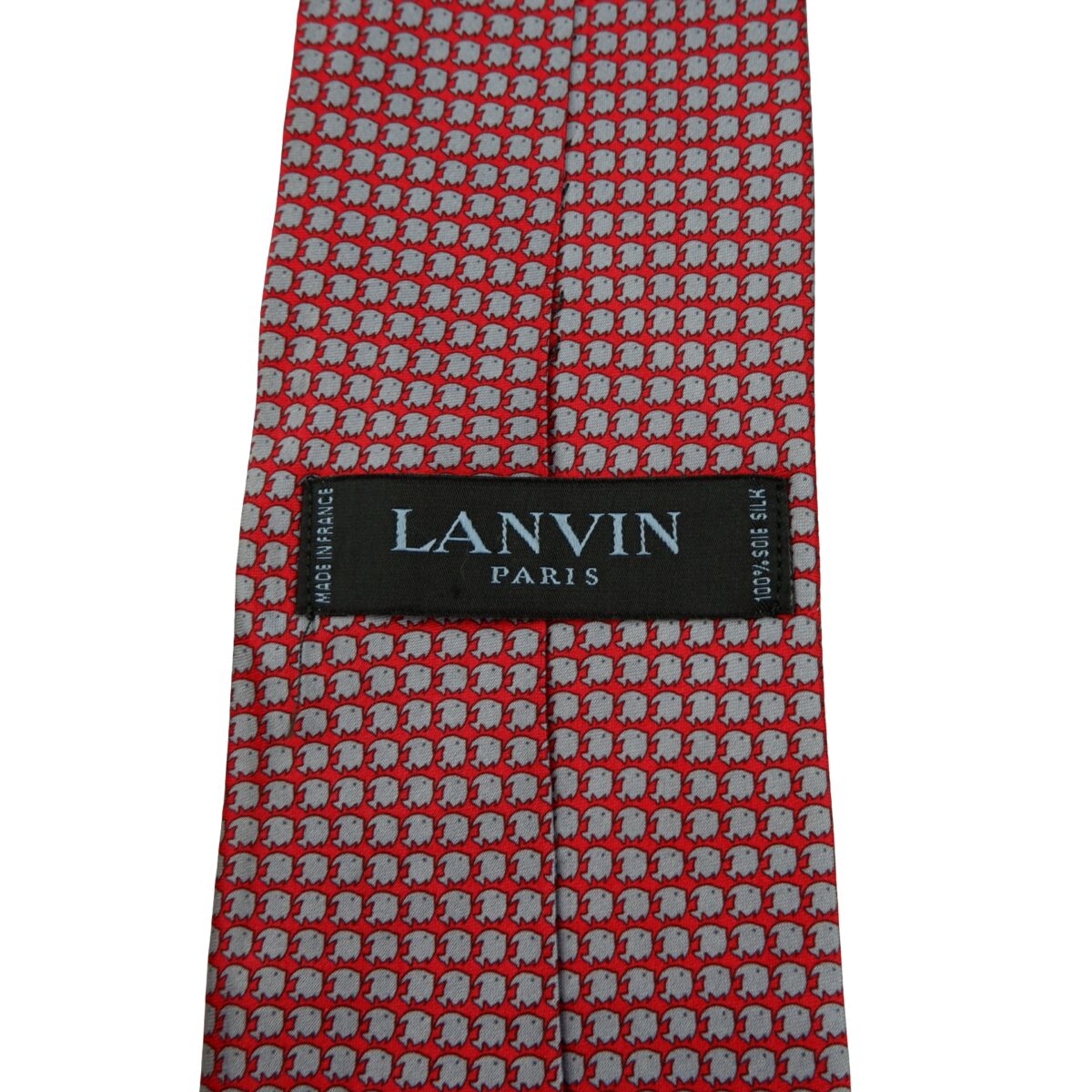 a16195 9 Lanvin Tie Silk Red Gray Animal Pattern France (US Import Tax Included) มุมที่ 9