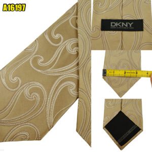 DKNY Tie Silk Gold Paisley Pattern USA (US Import Tax Included) มุมที่ 1