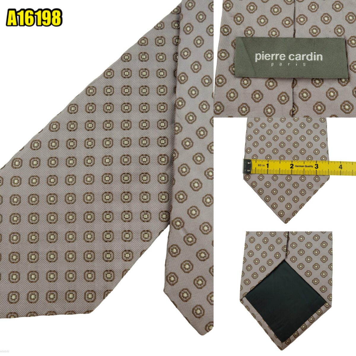 created by photogrid Pierre Cardin Tie Silk Gray Geometric Italy (US Import Tax Included) มุมที่ 1