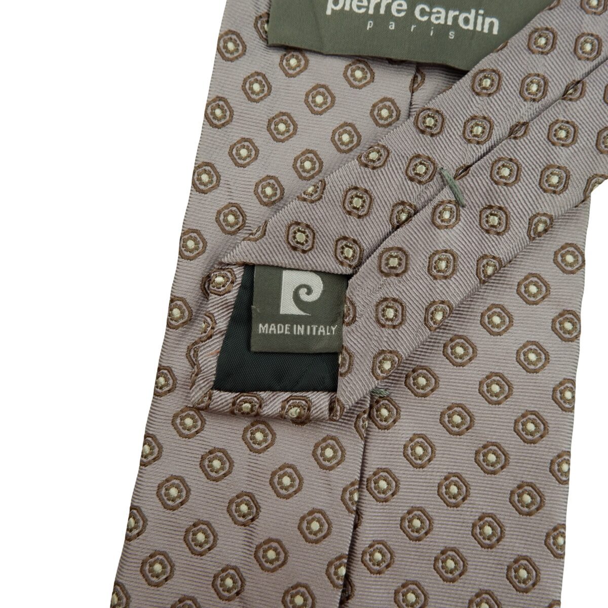 a16198 10 Pierre Cardin Tie Silk Gray Geometric Italy (US Import Tax Included) มุมที่ 10