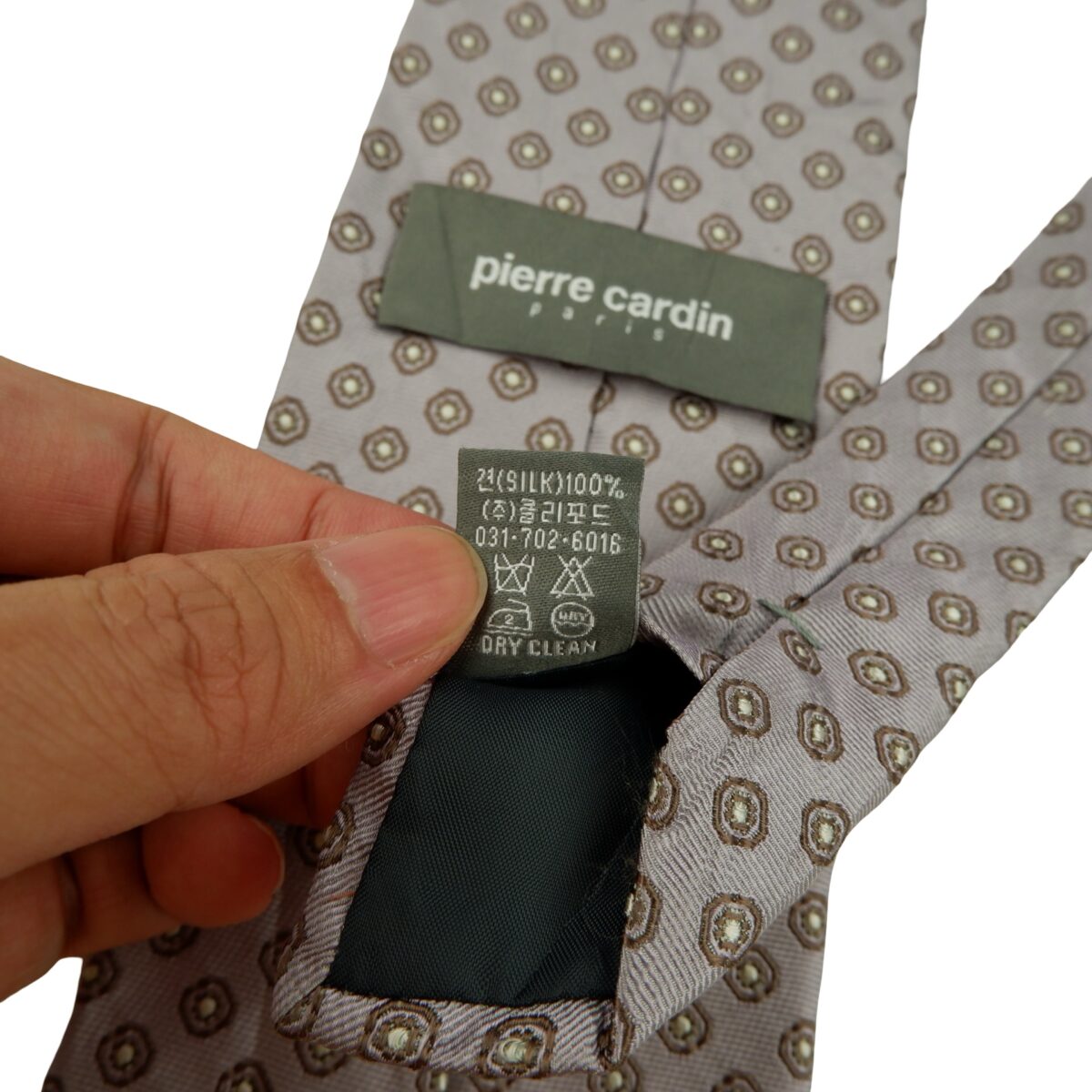 a16198 11 Pierre Cardin Tie Silk Gray Geometric Italy (US Import Tax Included) มุมที่ 11