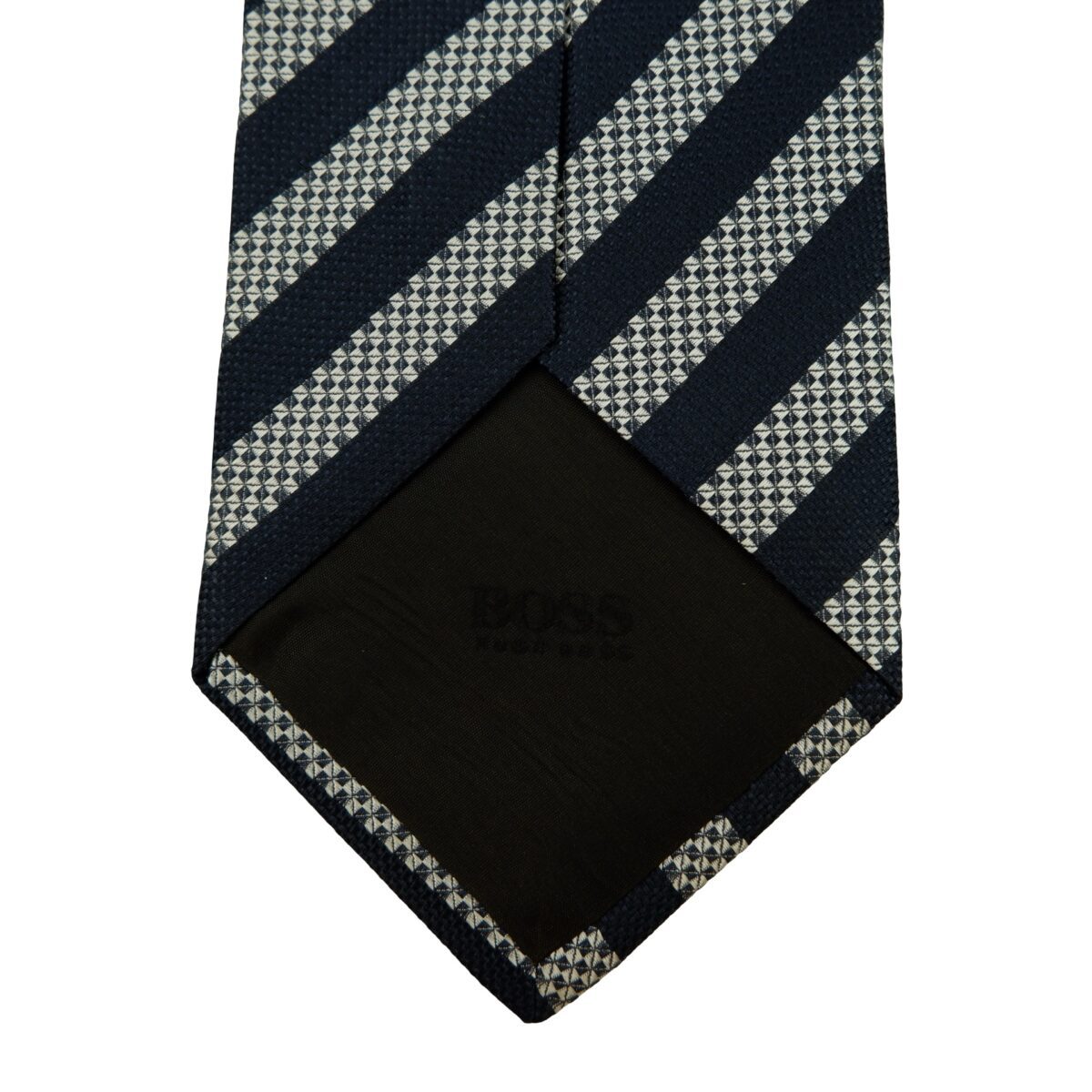 a16200 8 Hugo Boss Tie Silk Black Silver Stripe Italy (US Import Tax Included) มุมที่ 8