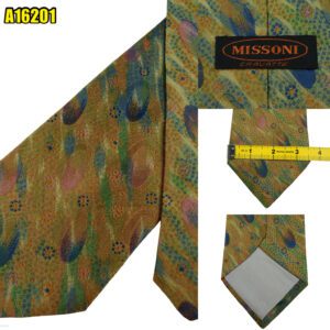 Missoni Tie Silk Green Abstract Pattern Italy (US Import Tax Included) มุมที่ 1