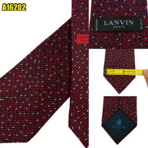 Lanvin Tie Silk Blue Geometric France (US Import Tax Included) มุมที่ 1