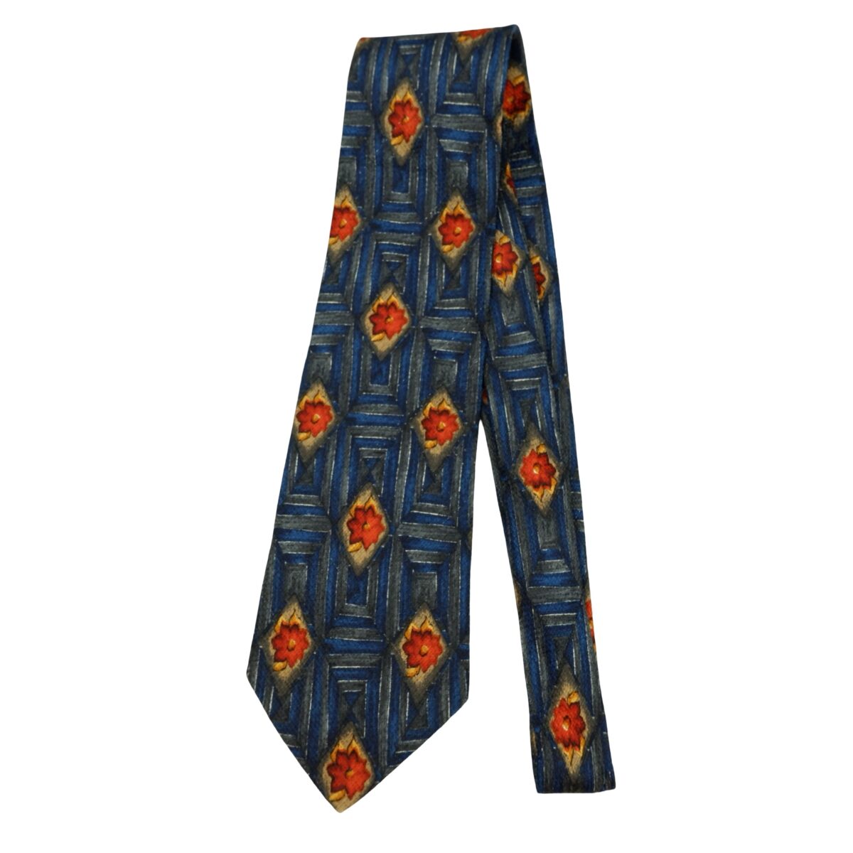 a16203 5 Ermenegildo Zegna Tie Silk Blue Geometric Italy (US Import Tax Included) มุมที่ 5