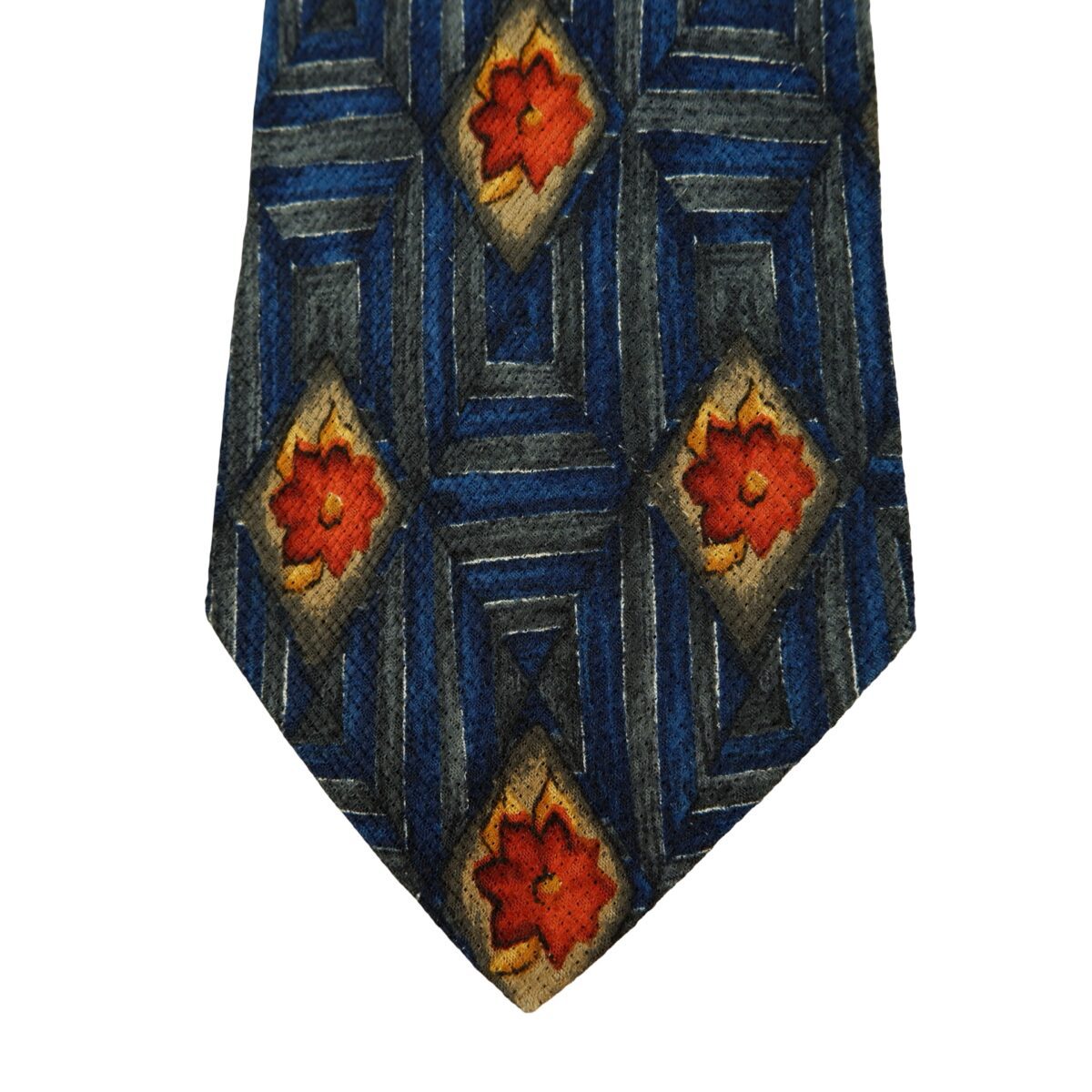 a16203 6 Ermenegildo Zegna Tie Silk Blue Geometric Italy (US Import Tax Included) มุมที่ 6