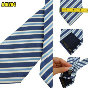 Ermenegildo Zegna Tie Silk Blue White Stripe Italy (US Import Tax Included) มุมที่ 1