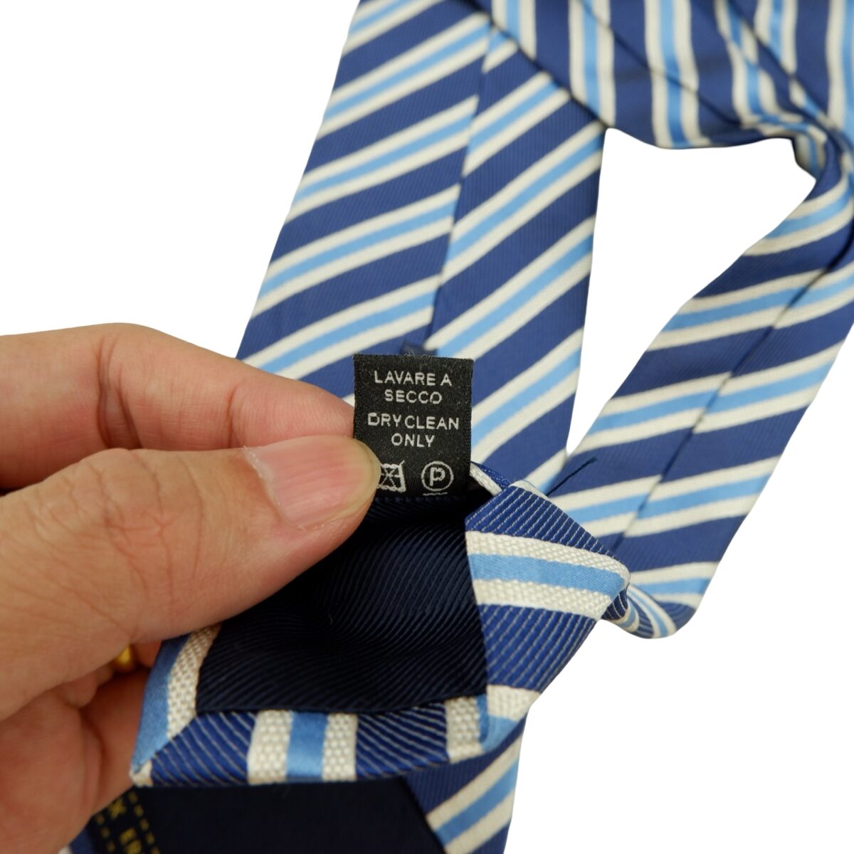 a16204 10 Ermenegildo Zegna Tie Silk Blue White Stripe Italy (US Import Tax Included) มุมที่ 10