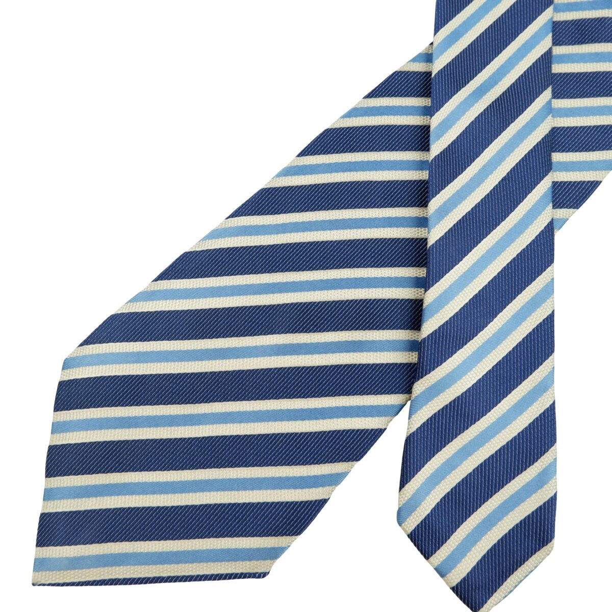 a16204 2 Ermenegildo Zegna Tie Silk Blue White Stripe Italy (US Import Tax Included) มุมที่ 2