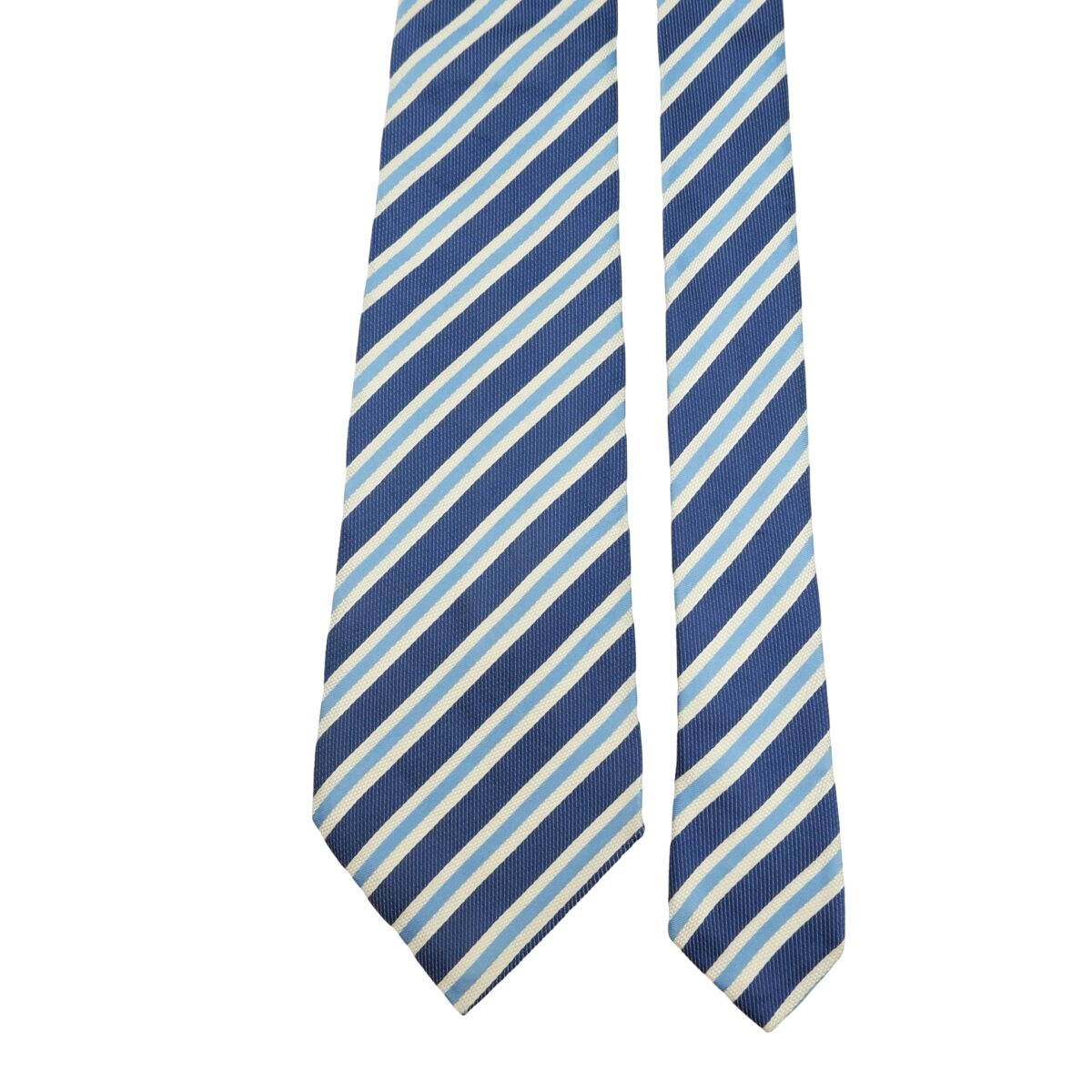 a16204 3 Ermenegildo Zegna Tie Silk Blue White Stripe Italy (US Import Tax Included) มุมที่ 3