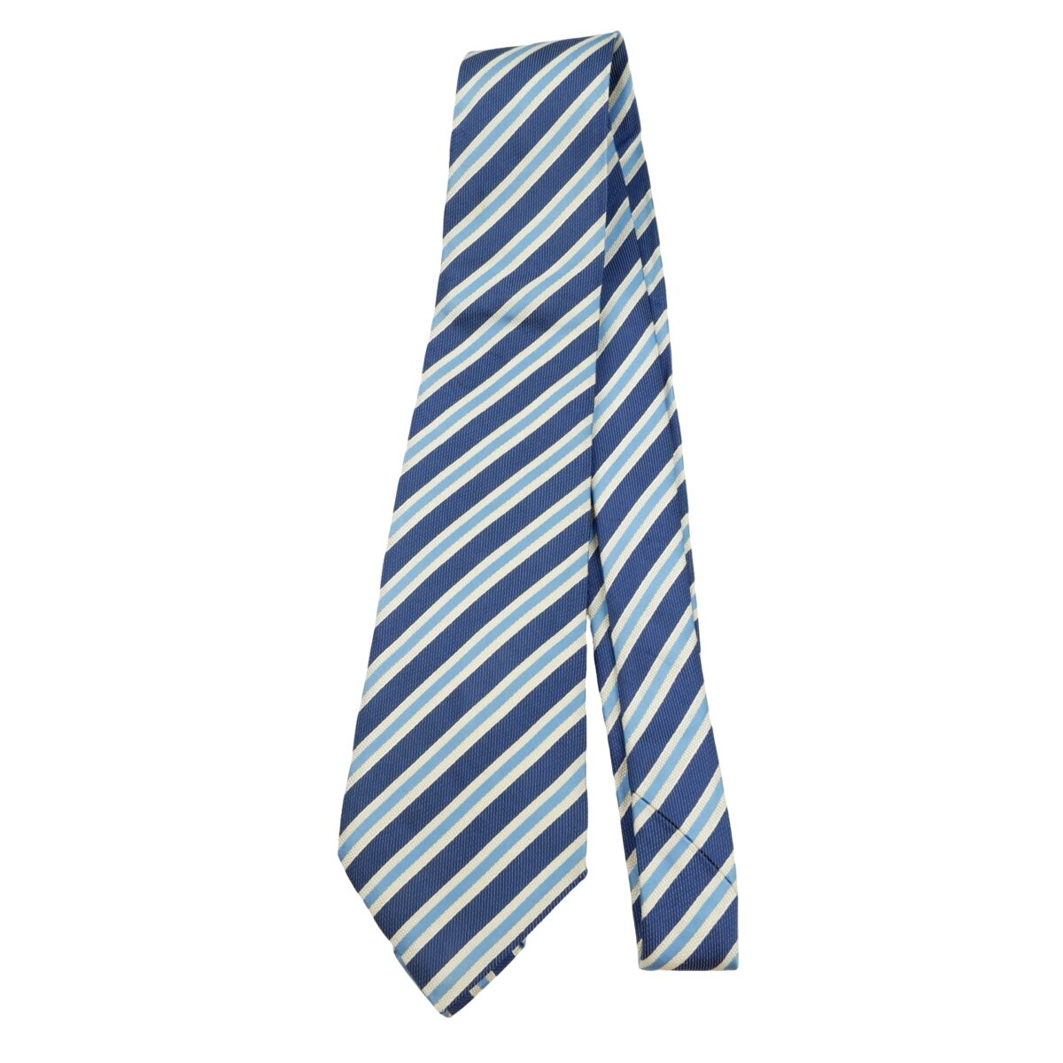 a16204 5 Ermenegildo Zegna Tie Silk Blue White Stripe Italy (US Import Tax Included) มุมที่ 5