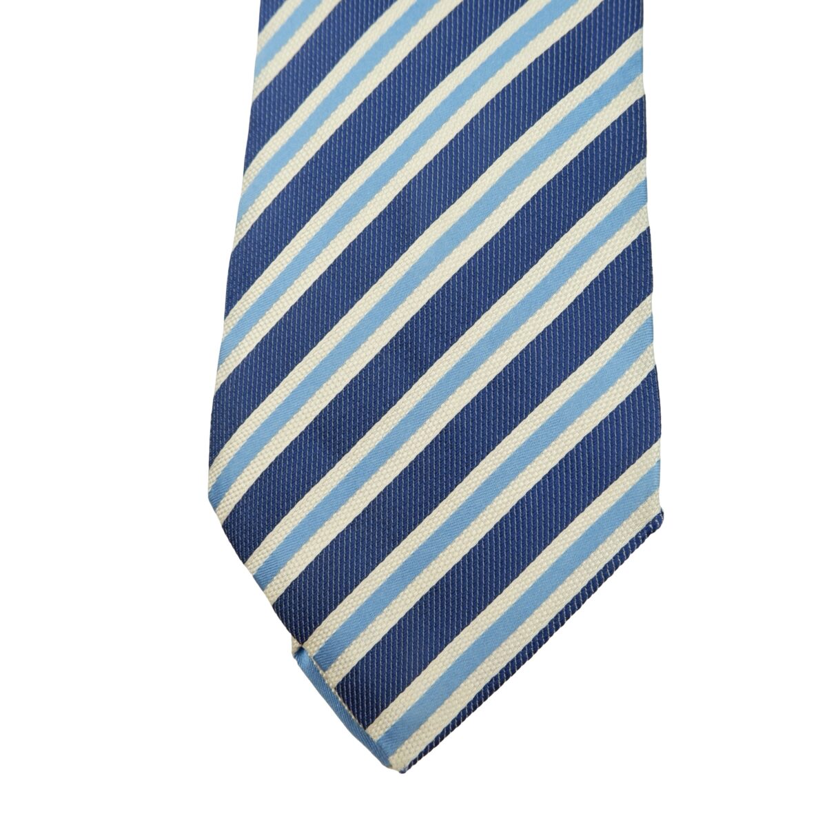 a16204 6 Ermenegildo Zegna Tie Silk Blue White Stripe Italy (US Import Tax Included) มุมที่ 6