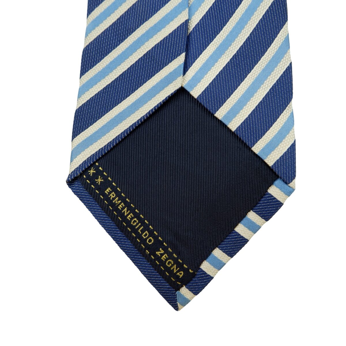 a16204 8 Ermenegildo Zegna Tie Silk Blue White Stripe Italy (US Import Tax Included) มุมที่ 8