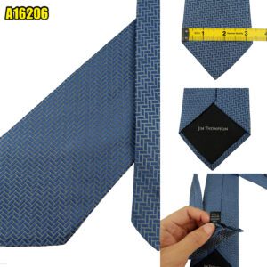 Jim Thompson Tie Silk Blue Geometric Thailand (US Import Tax Included) มุมที่ 1