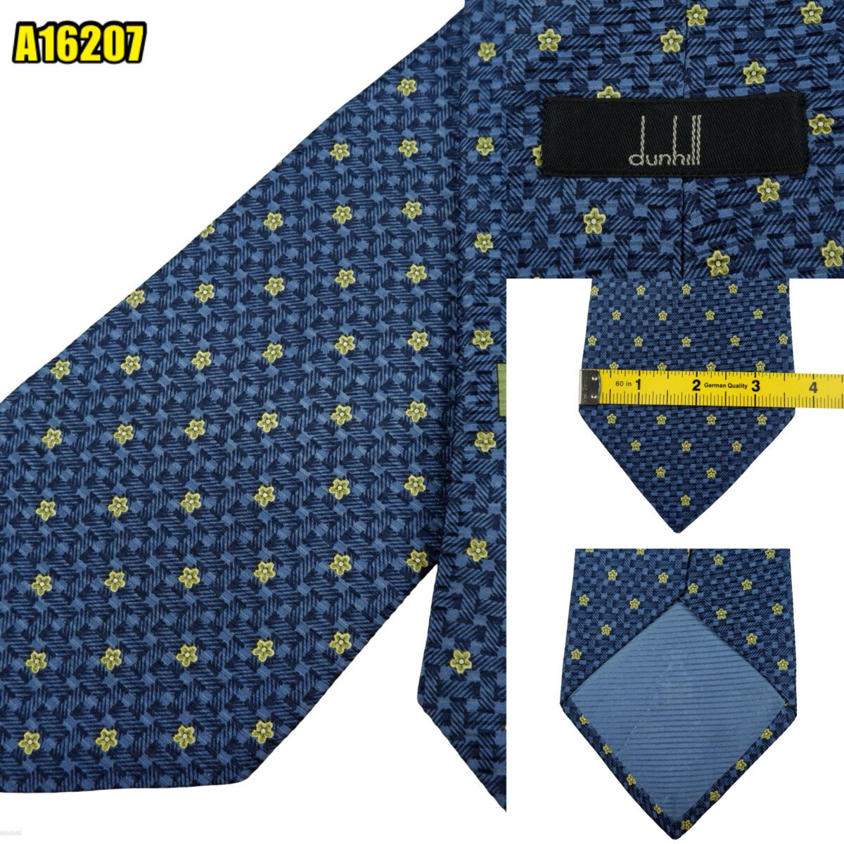 created by photogrid Dunhill Tie Silk Blue Floral Pattern Italy (US Import Tax Included) มุมที่ 1