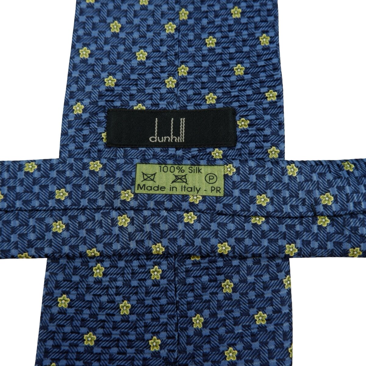 a16207 11 Dunhill Tie Silk Blue Floral Pattern Italy (US Import Tax Included) มุมที่ 11