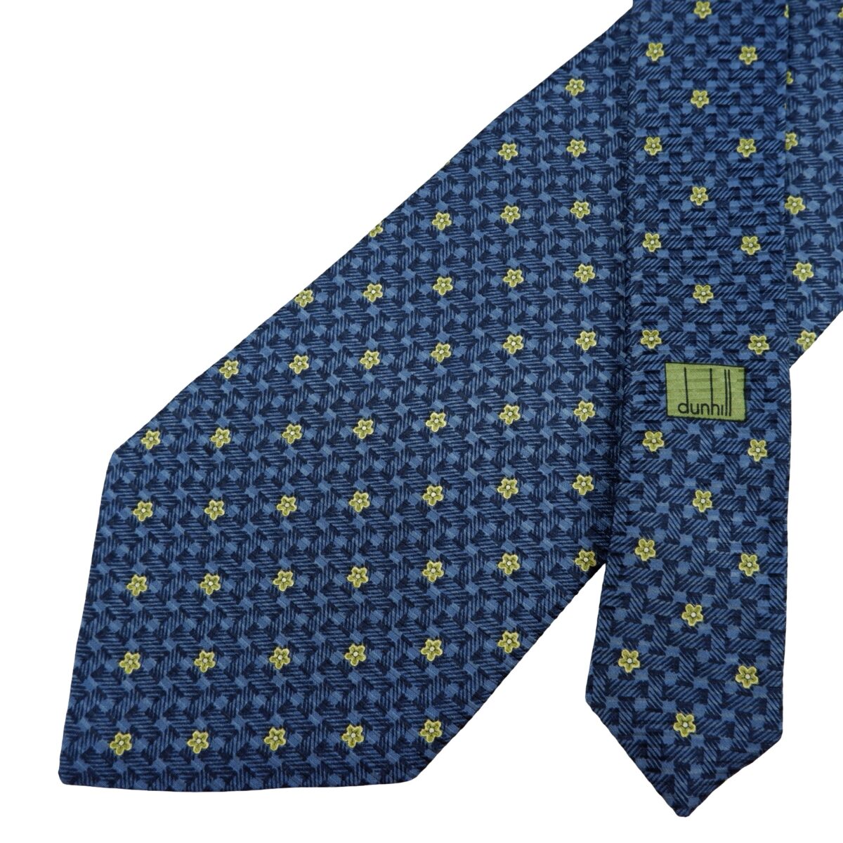 a16207 2 Dunhill Tie Silk Blue Floral Pattern Italy (US Import Tax Included) มุมที่ 2