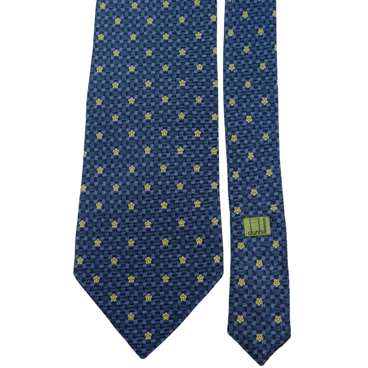a16207 3 Dunhill Tie Silk Blue Floral Pattern Italy (US Import Tax Included) มุมที่ 3