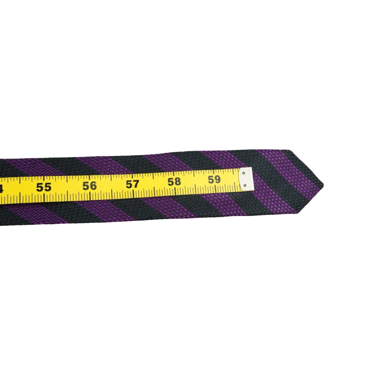 a16210 13 Burberry Tie Silk Black Purple Stripe England (US Import Tax Included) มุมที่ 13