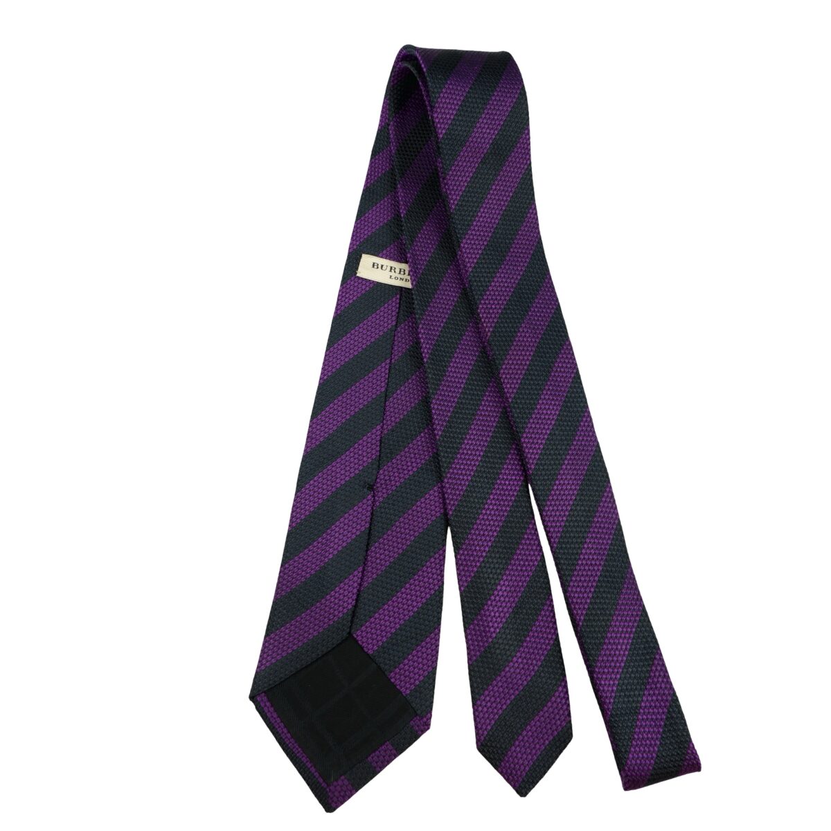 a16210 7 Burberry Tie Silk Black Purple Stripe England (US Import Tax Included) มุมที่ 7