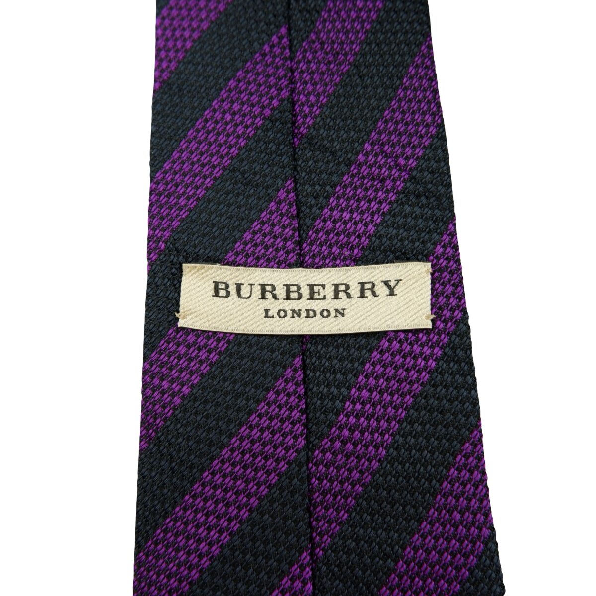a16210 9 Burberry Tie Silk Black Purple Stripe England (US Import Tax Included) มุมที่ 9
