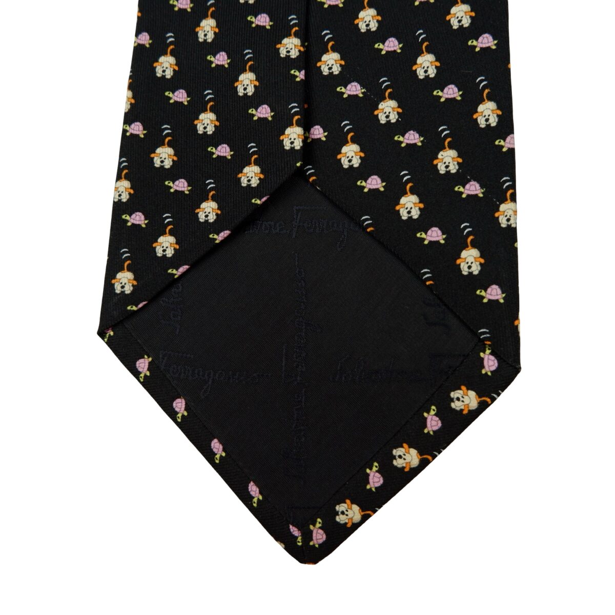 a16213 12 Salvatore Ferragamo Tie Silk Black Animal Pattern Italy (US Import Tax Included) มุมที่ 12