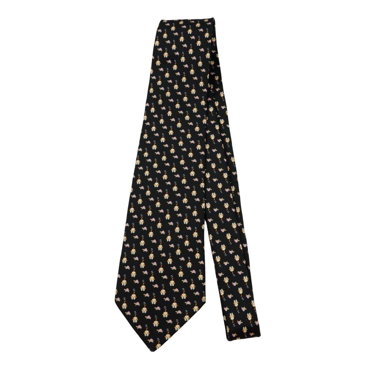a16213 5 Salvatore Ferragamo Tie Silk Black Animal Pattern Italy (US Import Tax Included) มุมที่ 5