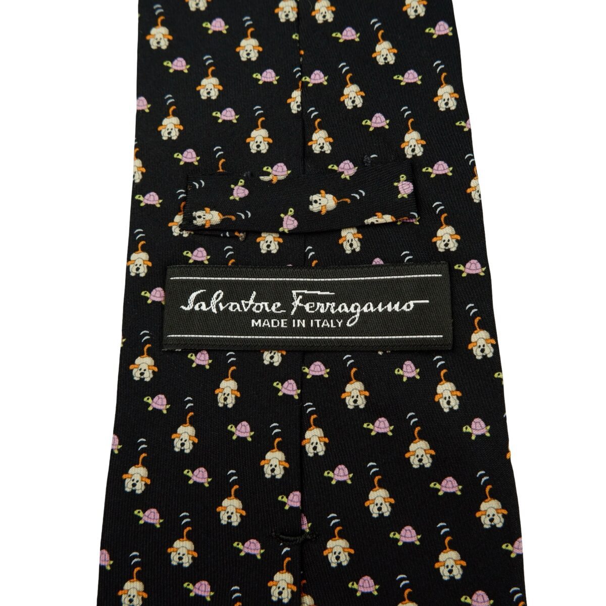 a16213 8 Salvatore Ferragamo Tie Silk Black Animal Pattern Italy (US Import Tax Included) มุมที่ 8