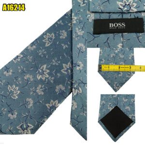 Hugo Boss Tie Silk Blue Floral Pattern Italy (US Import Tax Included) มุมที่ 1