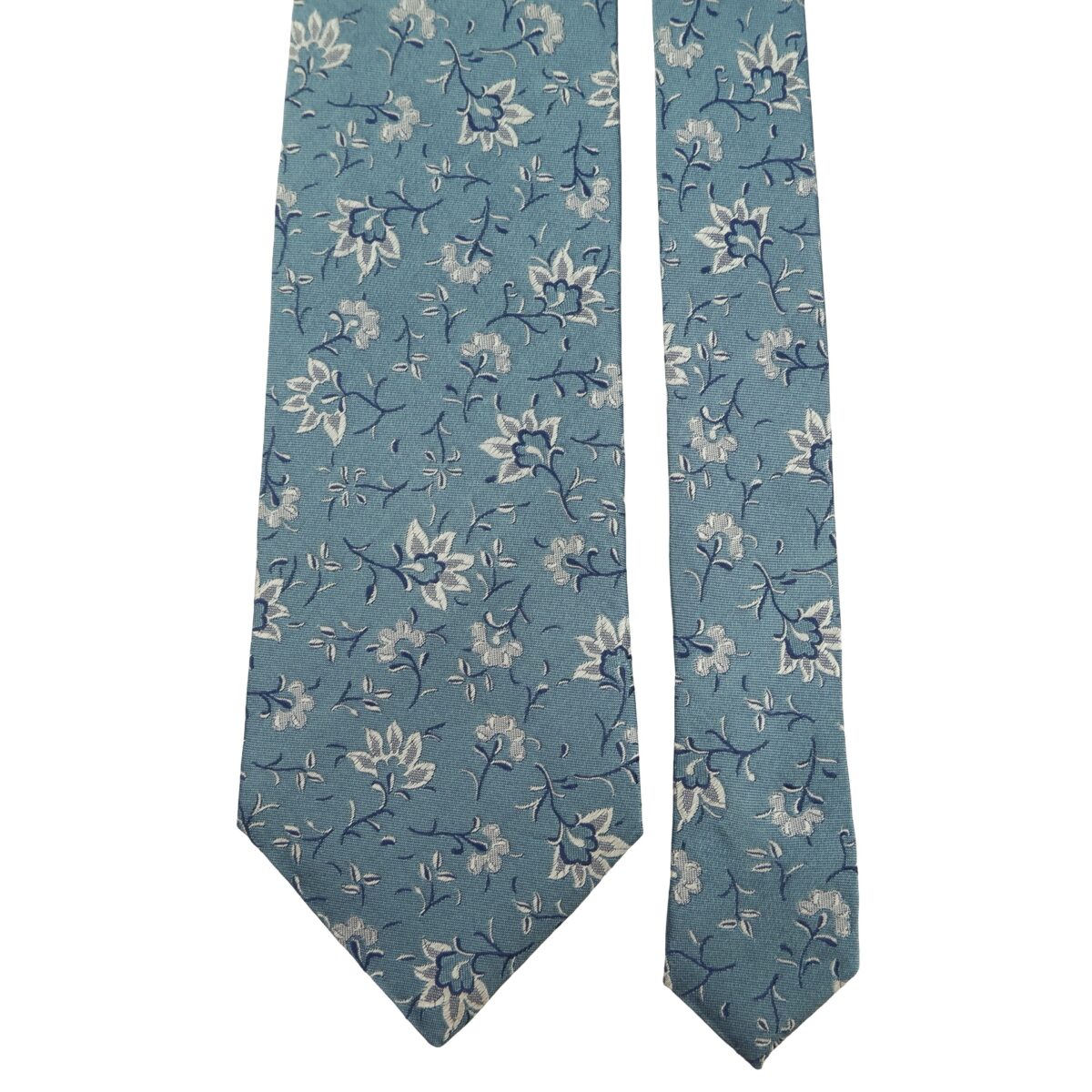 a16214 3 Hugo Boss Tie Silk Blue Floral Pattern Italy (US Import Tax Included) มุมที่ 3
