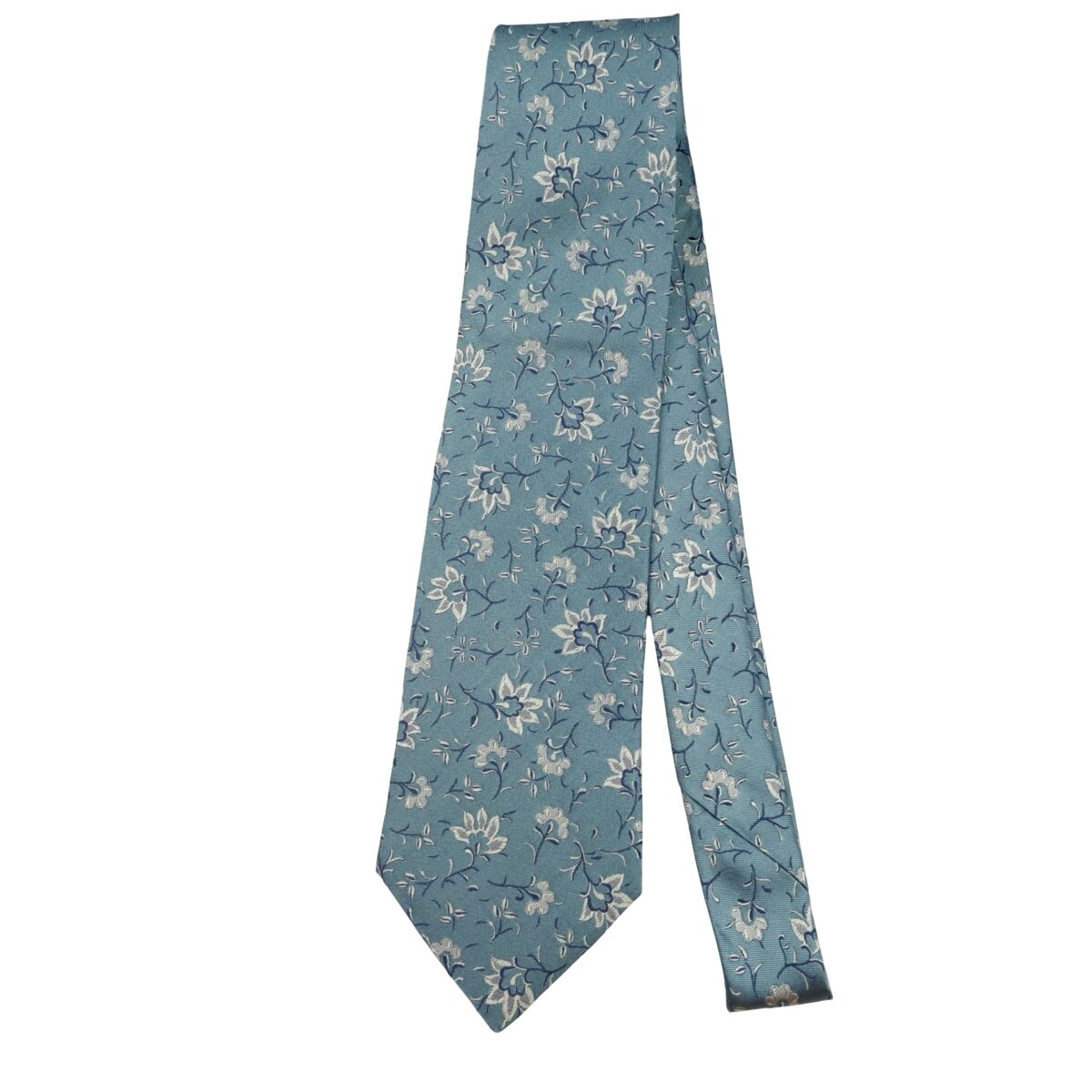 a16214 5 Hugo Boss Tie Silk Blue Floral Pattern Italy (US Import Tax Included) มุมที่ 5
