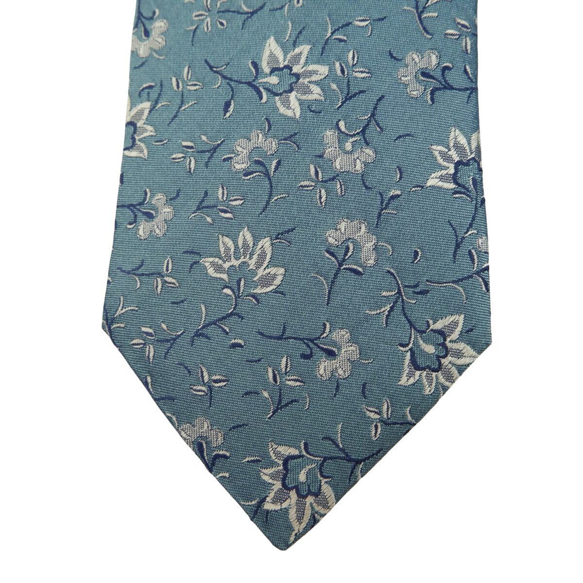 a16214 6 Hugo Boss Tie Silk Blue Floral Pattern Italy (US Import Tax Included) มุมที่ 6