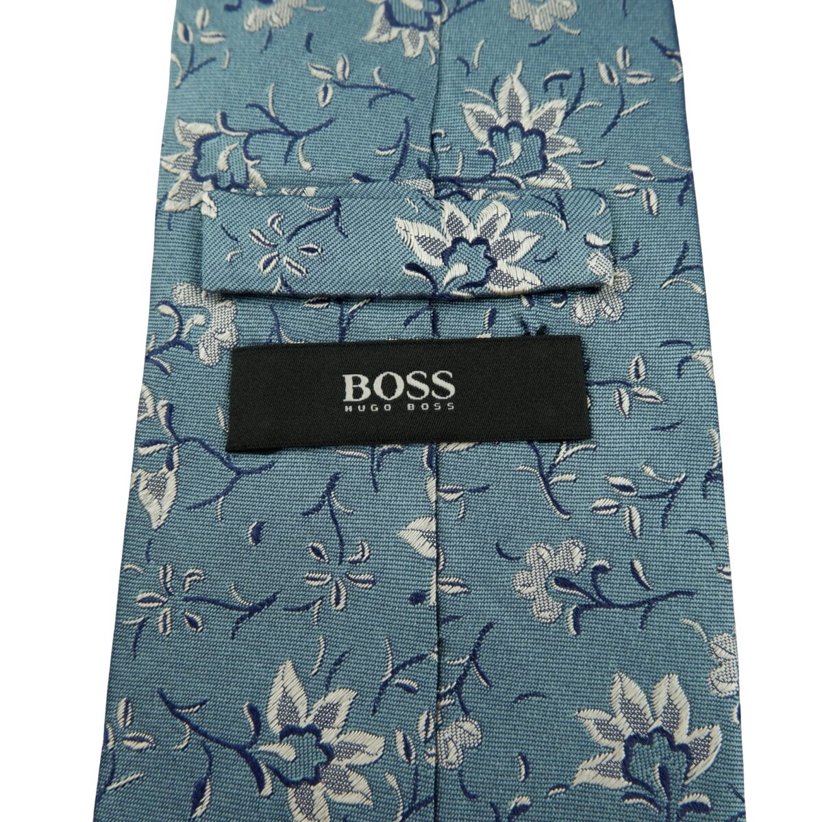 a16214 9 Hugo Boss Tie Silk Blue Floral Pattern Italy (US Import Tax Included) มุมที่ 9