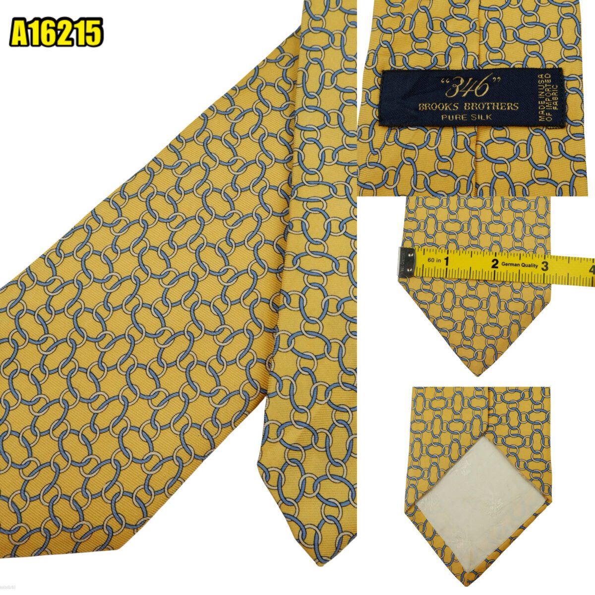 created by photogrid Brooks Brothers Tie Silk Yellow Geometric USA (US Import Tax Included) มุมที่ 1