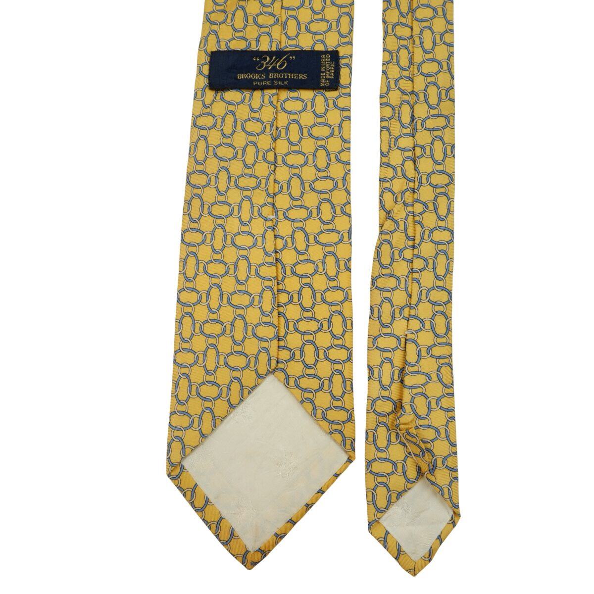 a16215 4 Brooks Brothers Tie Silk Yellow Geometric USA (US Import Tax Included) มุมที่ 4