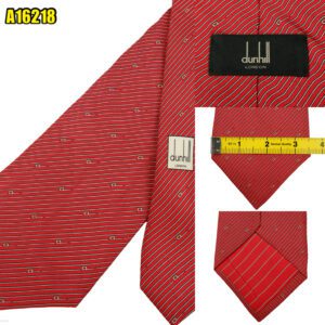 Dunhill Tie Silk Red Stripe Italy (US Import Tax Included) มุมที่ 1
