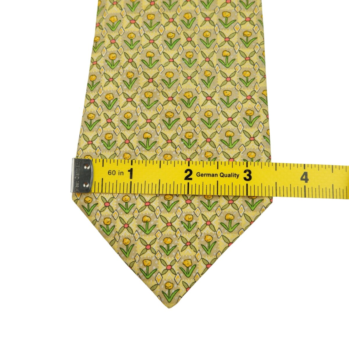 a16219 14 Hermes Tie Silk Yellow Floral Pattern France (US Import Tax Included) มุมที่ 14